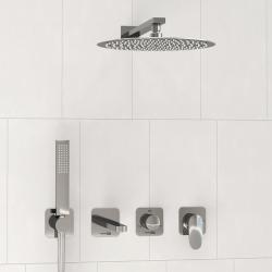 Душевая система WasserKRAFT Weida, встраиваемая, цвет хром, комплект: однорычажный смеситель/излив/тропический душ (с верхней лейкой)/лейка/шланг, скрытого монтажа