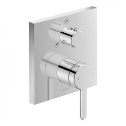 Смеситель для ванны Duravit C.1 однорычажный, 15х15 см, скрытого монтажа, настенный/встраиваемый, квадратный, латунный, без излива, керамический, цвет хром, с клапаном обратного тока, без душевого шланга/лейки