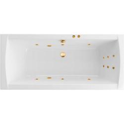 Ванна Excellent Aquaria Lux LINE, 180х80 см, акриловая, цвет- белый/золото, (с гидромассажем), с каркасом, прямоугольная, правосторонняя/левосторонняя, правая/левая, универсальная, приставная/встраиваемая
