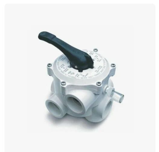 Вентиль клеевой ПВХ GENOVA 1 1/2" (КВ-КВ) EPDM 6-ходовой (шести) для бассейна, (цвет белый), ручка рычаг