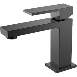 Смеситель для раковины/умывальника Boheme Qubic, однорычажный, неповоротный, керамический, длина излива 126 мм, латунь, цвет оружейная сталь