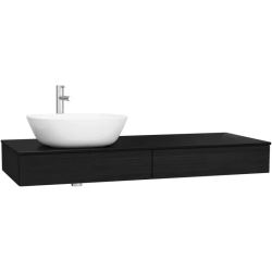 Тумба под раковину Vitra Origin 120, 1200х135х475 мм, подвесная, цвет черный дуб, 1 выдвижной ящик, (под раковину/умывальник), левая, левосторонняя, в ванную комнату