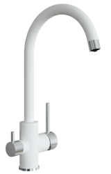 Смеситель для кухни Florentina Клио, однорычажный, поворотный, керамический, с высоким изливом, высота излива 28 см, латунь, с подключением к фильтру чистой воды, цвет жасмин