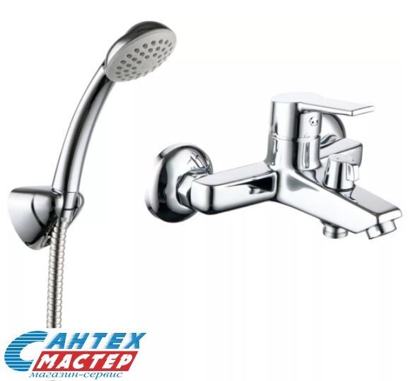 Смеситель для ванны/душа Milardo Stripe однорычажный, керамический, настенный, излив фиксированный 156 мм, с гибким шлангом, душем/лейкой, латунь, цвет хром, короткий, универсальный, горизонтальный, рычажный, кран, комплект, сантехника, размер