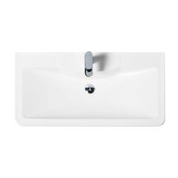 Раковина BelBagno 80, 80х45,5х14,4 см, полувстраиваемая, прямоугольная, цвет белый, из искусственного мрамора, с отверстием под смеситель, слив-перелив, умывальник