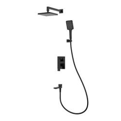 Душевая система Splenka S01.27.06 встраиваемая, цвет черный, комплект: однорычажный смеситель/излив/тропический душ прямоугольный (с верхней лейкой)/лейка/шланг, скрытый монтаж
