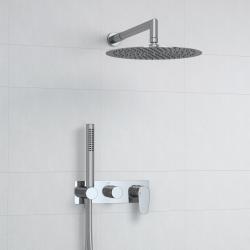 Душевая система WasserKRAFT, встраиваемая, цвет хром, комплект: однорычажный смеситель/тропический душ (с верхней лейкой)/лейка/шланг, скрытого монтажа