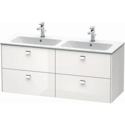 Тумба под раковину Duravit Brioso, 129х47,9x55,3 см, подвесная, 4 выдвижных ящика, ДСП, цвет: белый глянец/хром, шкафчик навесной, механизм доводчика, прямоугольная, правая/левая, в ванную комнату