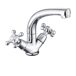 Смеситель для раковины/умывальника VIEIR двухвентильный, поворотный, длина излива 130 мм, латунь, цвет хром