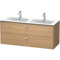 Тумба под раковину Duravit Brioso, 129х47,9x55,3 см, подвесная, 2 выдвижных ящика, ДСП, цвет: дуб европейский/хром, шкафчик навесной, механизм доводчика, прямоугольная, правая/левая, в ванную комнату