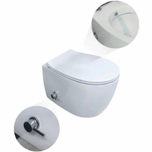 Унитаз подвесной ISVEA Sentimenti Neo, с функцией биде, 363х510х340 мм, цвет: белый матовый, горизонтальный (в стену) выпуск, без сиденья, безободковый, антивсплеск, под скрытый бачок