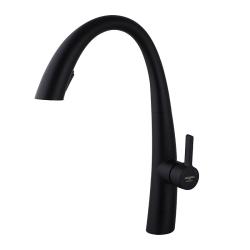 Смеситель для кухни/мойки Melodia Perfetto однорычажный, вытяжной излив, керамический, высота 290 мм, длина 250 мм, нержавеющая сталь, цвет черный матовый MDV30207bk