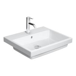 Раковина DURAVIT Vero Air WonderGliss, 55х45,5х16,5 см, полувстраиваемая, прямоугольная, санфарфор, цвет белый, с 1 отверстием под смеситель, антигрязевое покрытие, слив/перелив