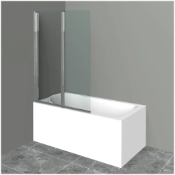 Душевая шторка на ванну BelBagno Uno, 80х150 см, прозрачное стекло/профиль хром, складная, плоская/панель, правая/левая, правосторонняя/левосторонняя, универсальная