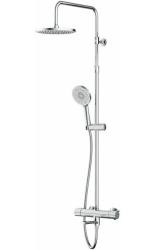 Душевая система AM.PM X-Joy, высота 1460 мм, цвет хром, комплект: термостатический смеситель с изливом/тропический душ (с верхней лейкой)/стойка/лейка/шланг, наружного монтажа
