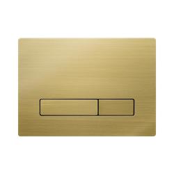 Кнопка смыва KK-POL Metal Slim прямоугольная, цвет золото брашированное, нержавеющая сталь, клавиша управления для сливного бачка, инсталляции унитаза, двойная, механическая, панель, универсальная, размер 245х175х14 мм