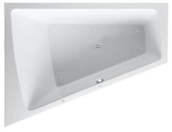 Ванна Duravit Paiova 170х130 см гидромассажная, встраиваемая, акриловая, цвет: белый, с ножками/сливом-переливом, без фронтальной панели, трапециевидная/угловая, с системой гидромассажа Air-System, c наклоном для спины слева