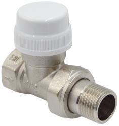 Клапан радиаторный Okseler 1/2"вн.-нр. термостатически, прямой, с полусгоном, для радиатора отопления, латунный, никелированный 