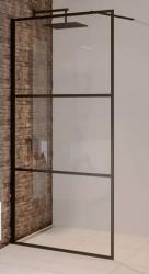 Душевая перегородка Riho Grid GB400, 90х200 см, прозрачное стекло, правая/левая, универсальная, фиксированная, прозрачное закаленное стекло, профиль черный, прямоугольная