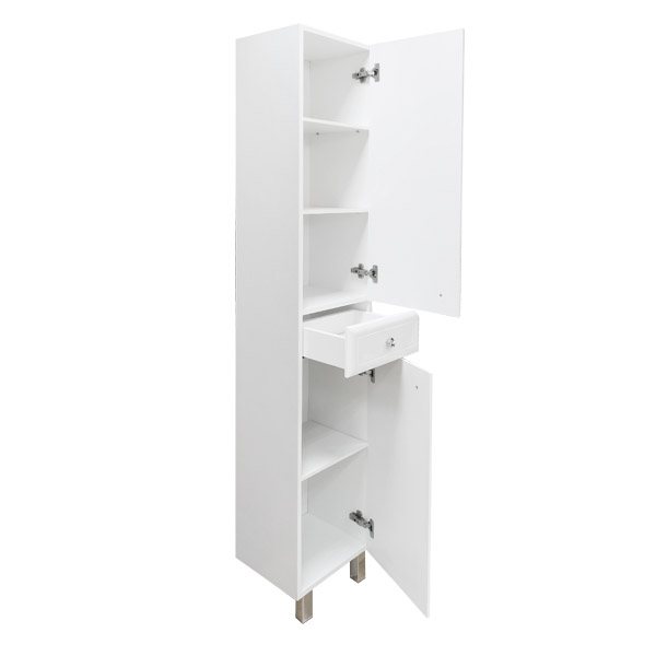 Пенал Comforty Сочи 35, 35х190х32 см, напольный, цвет: белый, 2 распашные дверцы/1 выдвижной ящик, шкаф/шкафчик напольный, прямоугольный, левый/правый, левосторонний/правосторонний/универсальный