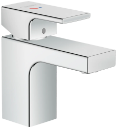 Смеситель для раковины Hansgrohe Vernis Shape 70 CoolStart, однорычажный, фиксированный излив, длина излива 8,9 см, керамический, латунь, цвет хром, с донным клапаном