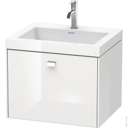 Тумба c раковиной Duravit Brioso, 60х48х50,2 см, подвесная, 1 выдвижной ящик, ДСП, цвет: серо-коричневый /Vero Air, мебельная, прямоугольная, цвет белый, фарфоровая, с площадкой под смеситель, без перелива