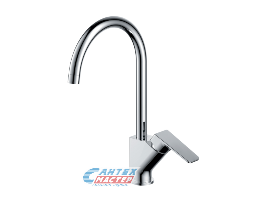 Смеситель для кухни/мойки Olives Aragon 10430AN однорычажный, керамический, с высоким поворотным изливом, латунь, цвет хром