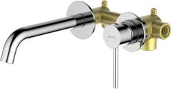Смеситель для раковины/умывальника Aquatek Европа встраиваемый, однорычажный, неповоротный, латунь, длина излива 180 мм, керамический, цвет хром
