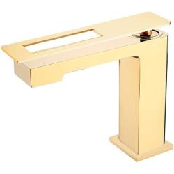 Смеситель для раковины/умывальника Boheme Q, однорычажный, неповоротный, керамический, длина излива 132 мм, латунь, цвет золото