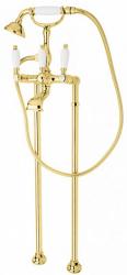 Смеситель для ванны/душа Cezares First, напольный, двухвентильный, неповоротный, длина 208 мм, керамический, латунь, цвет золото