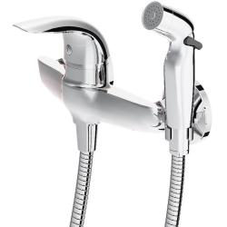 Смеситель с гигиеническим душем Damixa Eclipse, настенный, однорычажный, керамический, без излива, с гибким шлангом/лейкой, латунь, цвет хром