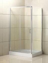 Душевой уголок BelBagno Uno, 120х80 см, без поддона, прямоугольная, угловой, стекло прозрачное, (без сифона) без крыши, раздвижной, стеклянный, алюминиевый профиль (хром)
