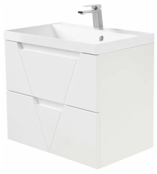 Тумба под раковину BelBagno Vittoria 100, 100х45х62 см, подвесная, 2 выкатных ящика, МДФ, цвет: белый глянцевый, шкафчик навесной, механизм доводчика, прямоугольная
