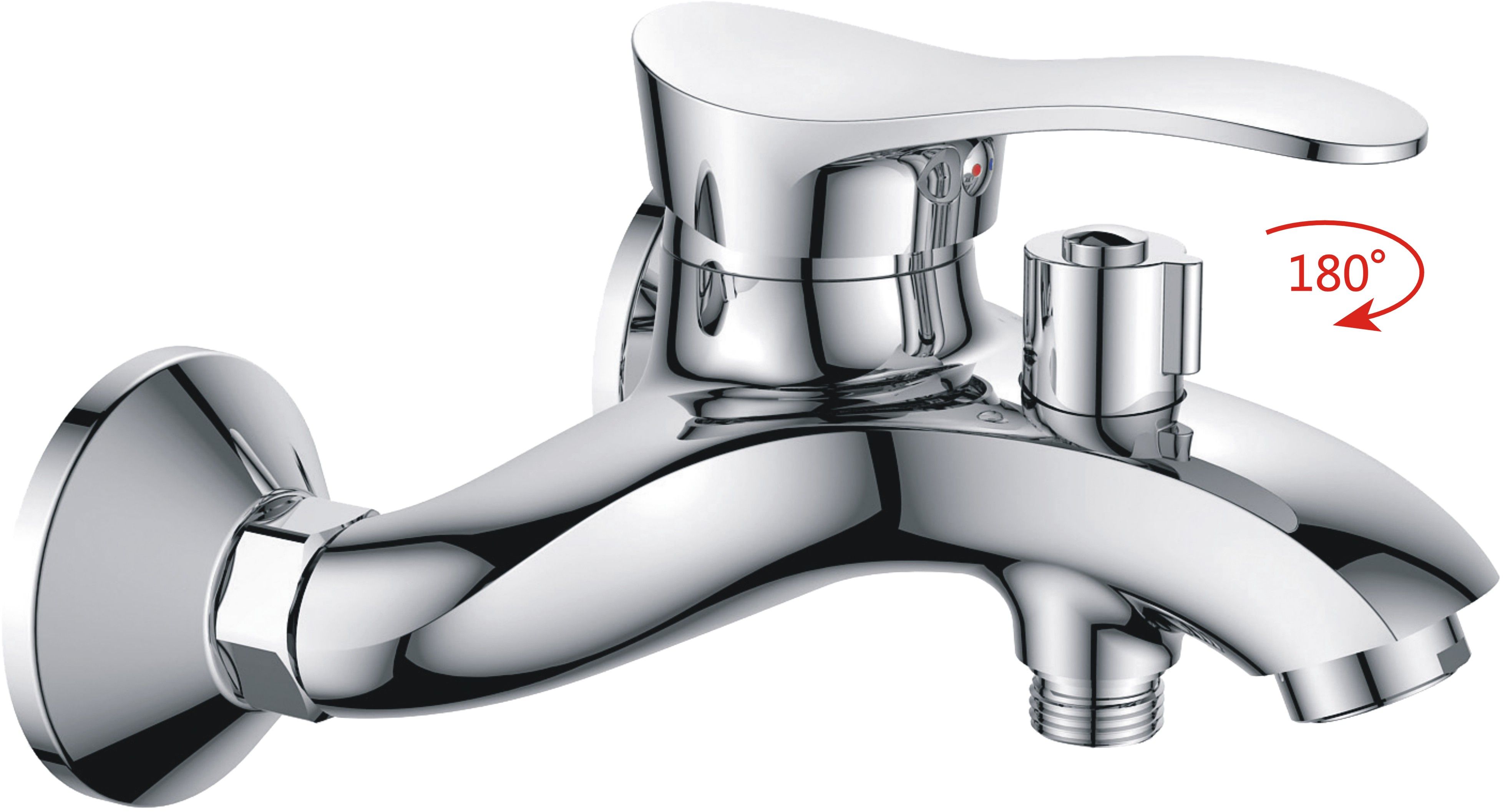 Смеситель для ванны/душа HAIBA однозахватный, хромированный, настенный, излив литой 171 мм, неповоротный, латунь, цвет хром