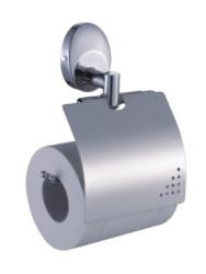Держатель для туалетной бумаги Ekko, с крышкой, хром, настенный, металл, форма прямоугольная, для туалета/ванной, бумагодержатель