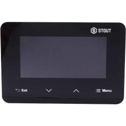 Терморегулятор STOUT TECH ST-293v3 температурный,проводной (черный) двухпозиционный), комнатный, для систем электрического теплого пола, термостат электронный, программируемый, с жк дисплеем, аналоговый, температуры, с таймером