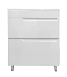 Тумба с раковиной Эстет Kare Luxe 70, 698х860х446 мм, напольная, 2 выдвижных ящика, ЛДСП/МДФ, прямоугольная, цвет: белый/раковина Kare, прямоугольная, цвет белый