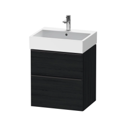 Тумба под раковину Duravit D-Neo, 58,4х44,2х62,5 см, подвесная, 2 выдвижных ящика, ДСП, цвет: дуб черный, шкафчик навесной, прямоугольная, правая/левая, в ванную комнату