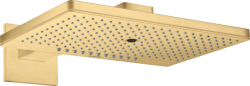 Верхний душ AXOR ShowerSolutions 460/300 3jet, с держателем, с квадратной розеткой, настенный монтаж, прямоугольный, с 3 режимами, размер 46,6х30 см, металлический, цвет: шлифованное золото, для душа/ванной