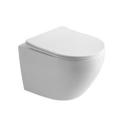 Унитаз подвесной Wesnaart Nova 490x360x355, белый, с микролифтом, с крышкой (сиденье) дюропласт с функцией плавного закрывания Soft Close, безободковый