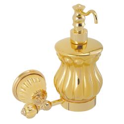Дозатор жидкого мыла Migliore Olivia, настенный, керамика/стекло, форма округлая, для мыла в ванную/туалет/душевую кабину, цвет золото