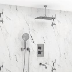 Душевая система WasserKRAFT, встраиваемая, цвет хром, комплект: термостатический смеситель/излив/тропический душ (с верхней лейкой)/лейка/шланг, скрытого монтажа