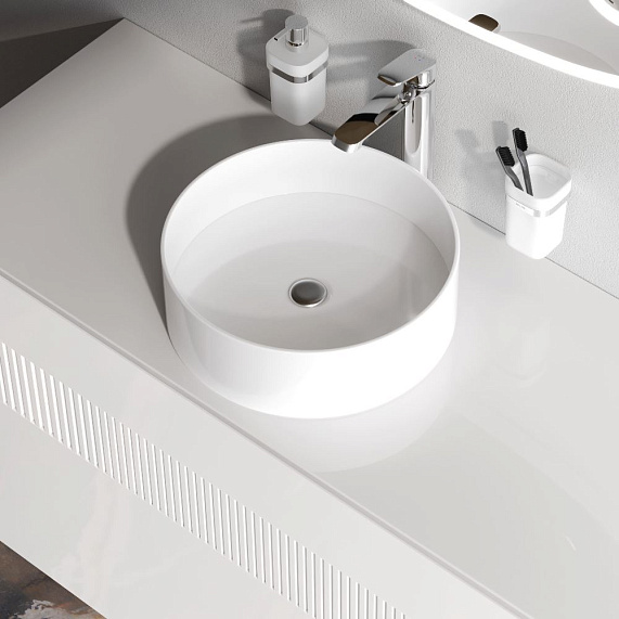 Раковина накладная 40 AM.PM Func 400х400х125 мм фарфоровая, круглая, цвет белый, без отверстия под смеситель, без слив-перелива