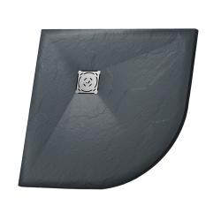 Душевой поддон RGW Stone Tray ST/R-G, 90х90х2,5 см, четверть круга, из искусственного камня, низкий, цвет: графит, с антискользящим рельефным покрытием, без бортика
