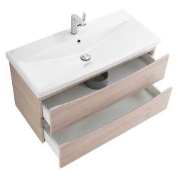 Тумба под раковину BelBagno Marino-Cer 90, 90х45х55 см, подвесная, 2 выкатных ящика, МДФ, цвет: серый дуб, шкафчик навесной, механизм доводчика, прямоугольная
