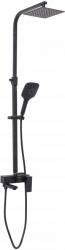 Душевая система REA FORT, высота 128 см, цвет черный матовый, комплект: смеситель с изливом/тропический душ (с верхней лейкой)/стойка/лейка/шланг