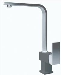 Смеситель для кухни/мойки Flortek Сильвер FK, однорычажный, керамический картридж, с поворотным изливом, высокий, длина излива 166 мм, латунь/нержавеющая сталь, цвет серый шелк