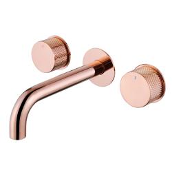 Смеситель для раковины/умывальника ABBER Wasser Kreis скрытого монтажа, двухвентильный, округлый, неповоротный, длина излива 200 мм, латунь, цвет розовое золото