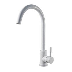 Смеситель для кухни/мойки Esko K45 White однорычажный, поворотный, керамический, излива R-образный 241 мм, высота 253 мм, нержавеющая сталь, цвет белый