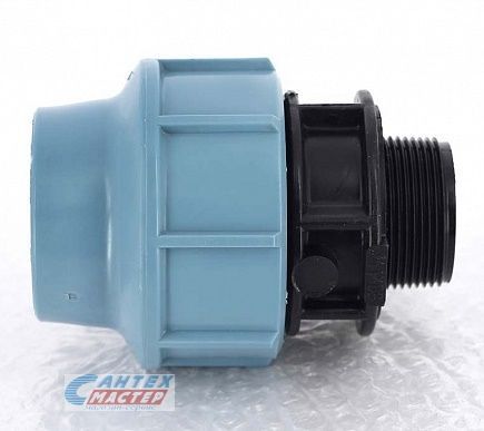 Муфта ПНД 50х1 1/2" нр Unidelta, переходная, пластиковый, полипропилен, пэ, фитинг компрессионный (обжим) для труб
